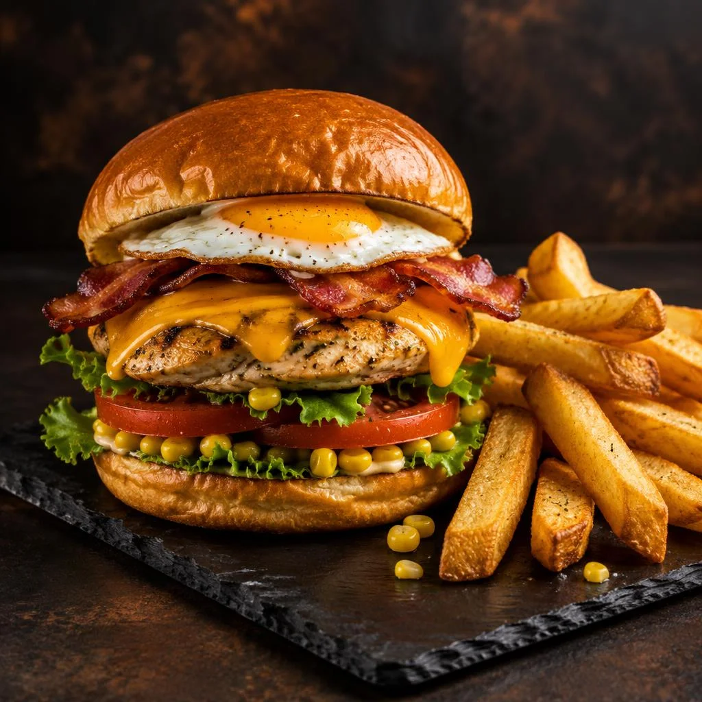Hamburguesa de Pollo · fotografía ilustrativa