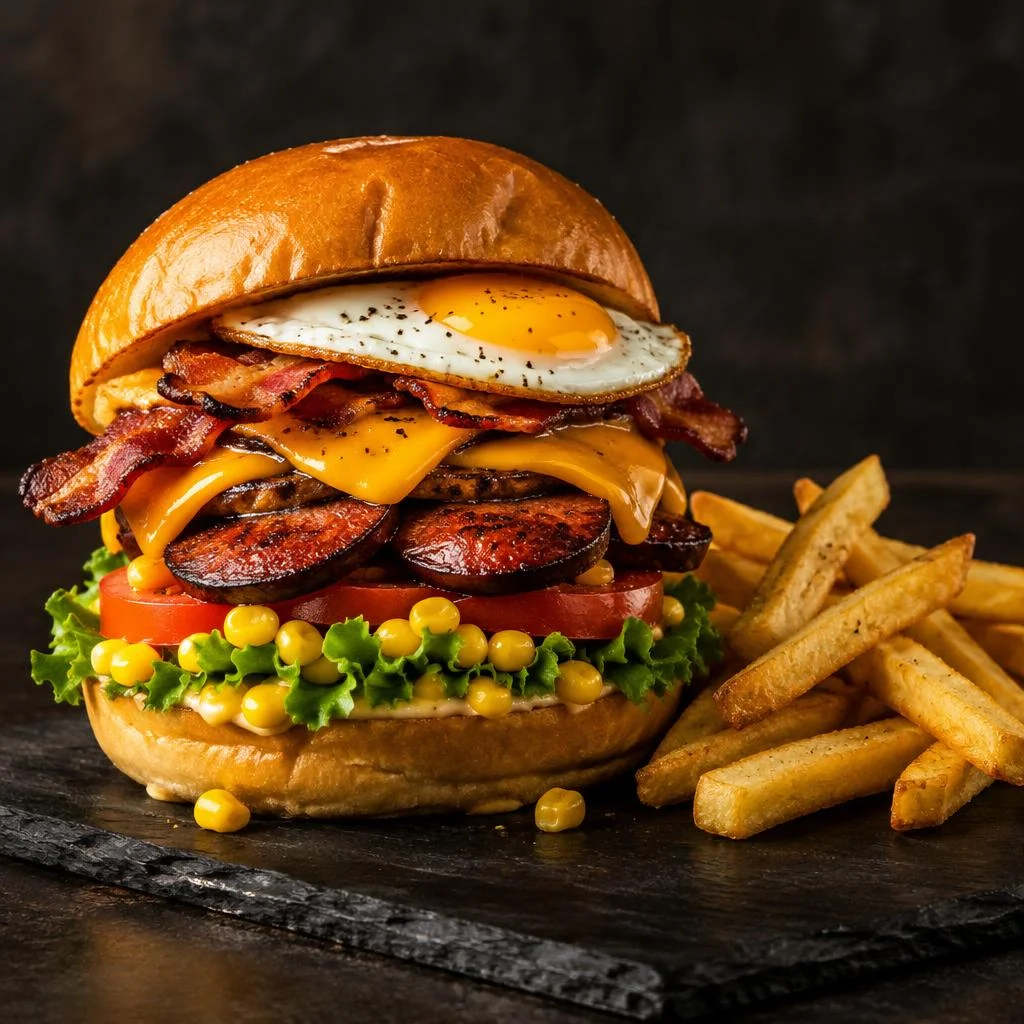 Hamburguesa de Chorizo Ahumado · fotografía ilustrativa